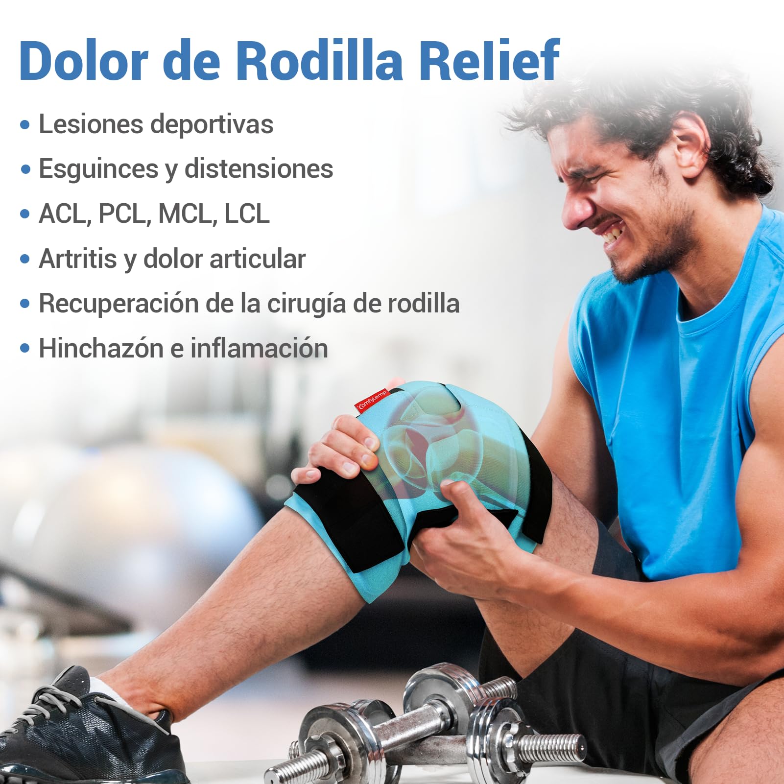 Comfytemp Bolsa de Hielo para Aliviar el Dolor de Rodilla, Bolsa Gel Frio Reutilizables, Terapia de Frío o Calor, para Lesiones en La Rodillas, Contusione, Hinchazón, Cirugía de Reemplazo de Rodilla