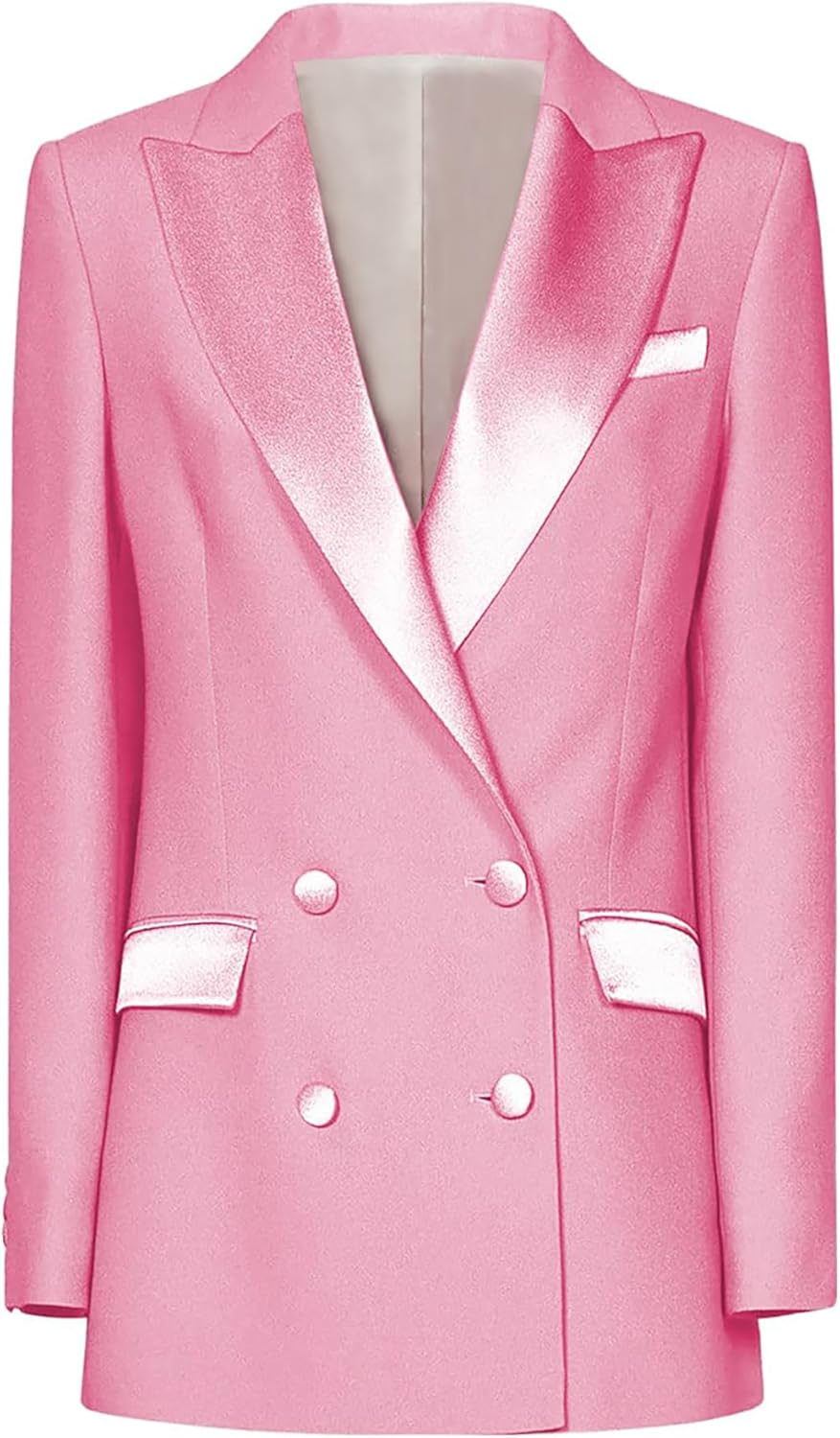 Womens Double Breasted Blazer Jackets Casual Blazers Open Front Long Sleeve Lapel Collar Work Office Jackets Blazer