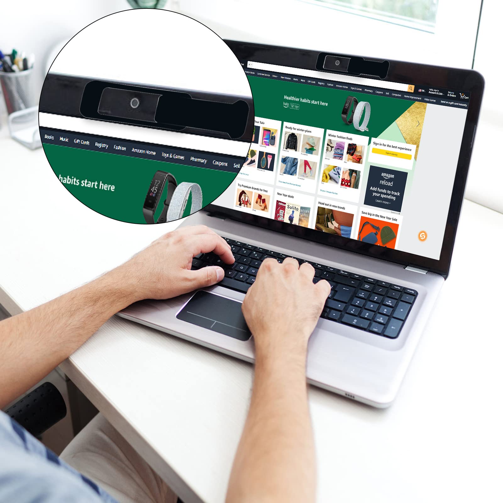 Webcam-Abdeckung, 6 Stück, Laptop-Kameraabdeckung, Privatsphäre-Abschirmung Kapazität ist doppelt so groß wie das traditionelle, Laptops, Tablets und so weiter (Schwarz 6-teiliges Pack)