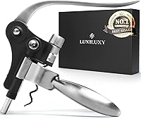 Luxiluxy 2024 Upgraded Wine Corkscrew Opener Set - Heavy-Duty Stainless Steel, No-Break Pull, Foil Cutter, Stopper, Stand & Extra Spiral