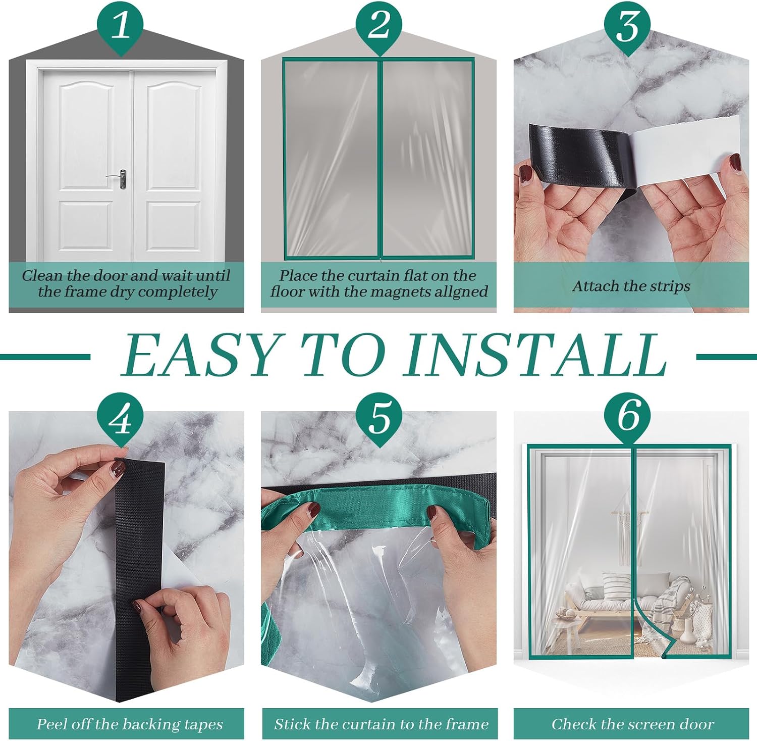 Amylove Zipper 72 x 80 Inch Dust Barrier Door Kit 6 x 6.7 ft Temporary Wall image 4