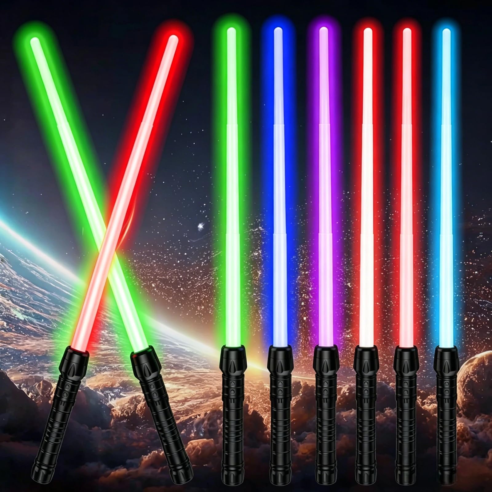Light Up Saber for Kids 7 Colors Changing Lighting Saber Star War Light Saber for Halloween Dress Up Parties Birthday Present Gifts Age 6+