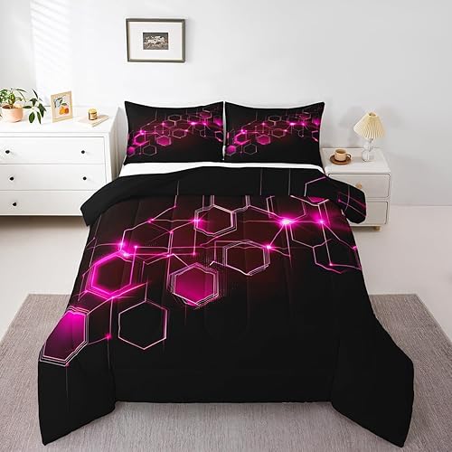 Miniatura 22 de Juego de ropa de cama de círculos geométricos, juego de edredón moderno retro con ojales para niños, niñas y adolescentes, decoración de rayas Gris