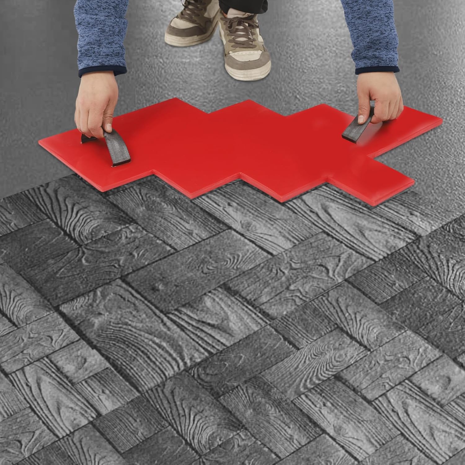Concrete Stamps, 27 x 22.44 inch Concrete Wall Floor Mat Mold, Polyurethane Seamless Stamp Cement Texture Wood Mat for Outdoor Imprint Texture Decorative