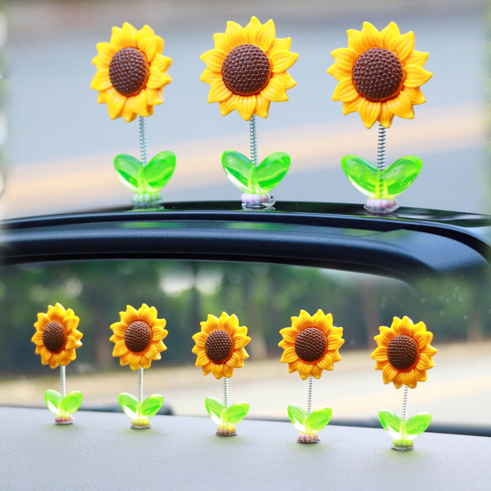 Amazon.com: MaPctSy 8 Pack Green Leaves Sunflower Bobbleheads
