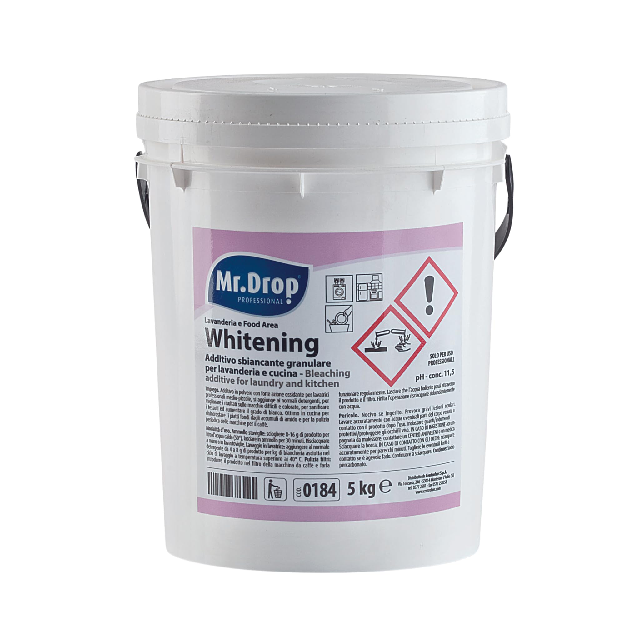 Mr.Drop® WHITENING ADDITIVO SBIANCANTE GRANULARE PER LAVANDERIE E CUCINA - 1 secchiello da 5 kg