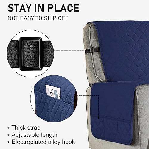 Miniatura 4 de Funda de sofá reclinable acolchada reversible resistente al agua protector de muebles funda de sofá lavable con correas elásticas para niños perros