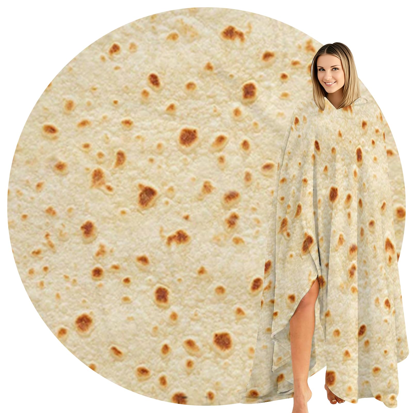 Abaysto C10 Burrito Tortilla Blanket - Funny Realistic Food Flannel Throw Blanket For Adults & Kids Gifts For Crib, Sofa, Outdoors 180Cm（71"）