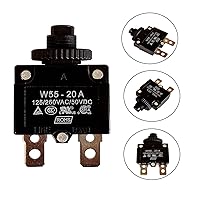 Vista 4 de Disyuntor térmico, protector de sobrecarga con botón pulsador, CA 125/250 V, 20 A, entrada de energía, protector de sobrecarga térmica (20 A)