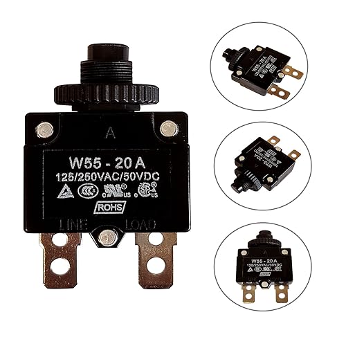 Miniatura 4 de Disyuntor térmico, protector de sobrecarga con botón pulsador, CA 125250 V, 20 A, entrada de energía, protector de sobrecarga térmica (20 A)