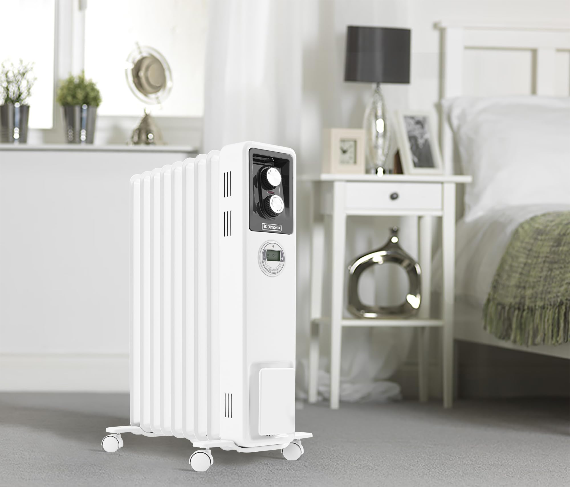 Dimplex 2kW Oil filled radiator with electronic 24 hour timer, LCD screen,  thermostat and 3 heat settings, X-078070, White : Amazon.co.uk: Home u0026  Kitchen