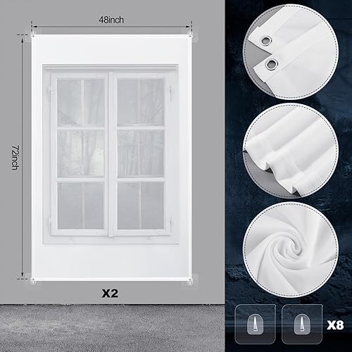 Miniatura 9 de Oudain 2 piezas de pantalla de proyección trasera de tela de Halloween, proyección de ventana, portátil, blanco, con accesorios de montaje para