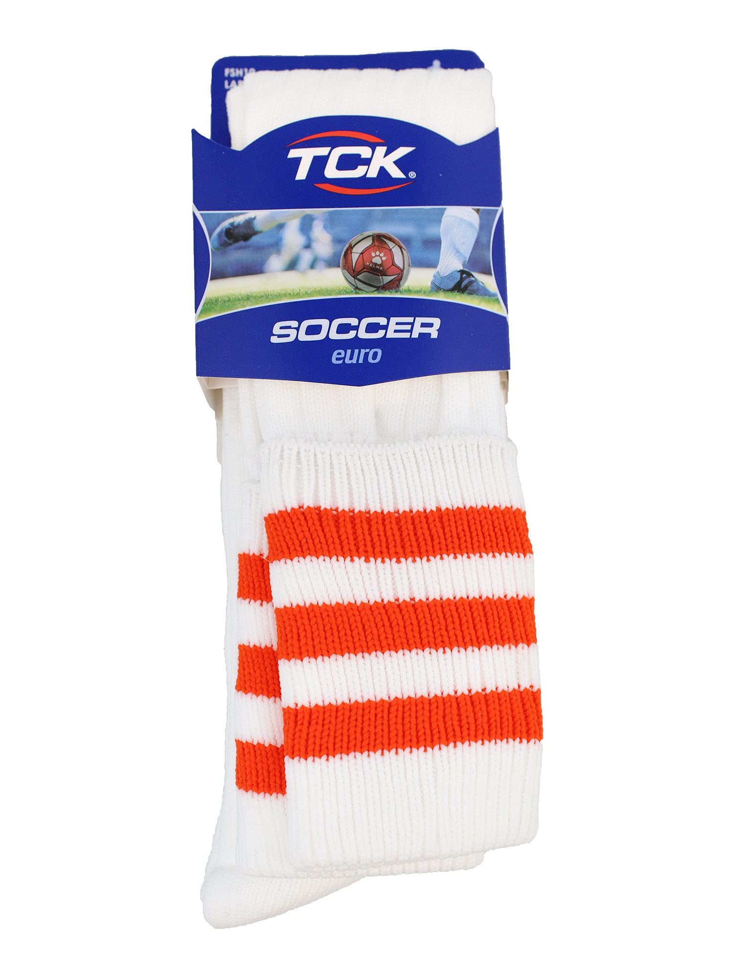 Fußballsocken im Euro-Stil mit 3 Streifen und herunterklappbarem Oberteil
