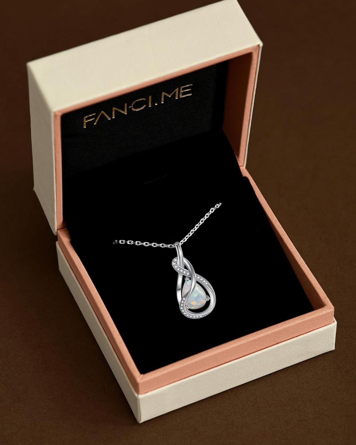 FANCIME Valentines Day Gifts TimelessTie Birthstone Necklace for Women White Gold Plated Sterling Silver Ribbon Design Jewelry Knot Pendant Fine Jewelry Gemstone Anniversary Birthday Graduation Gifts for Women Wife Mother Her - Image 6
