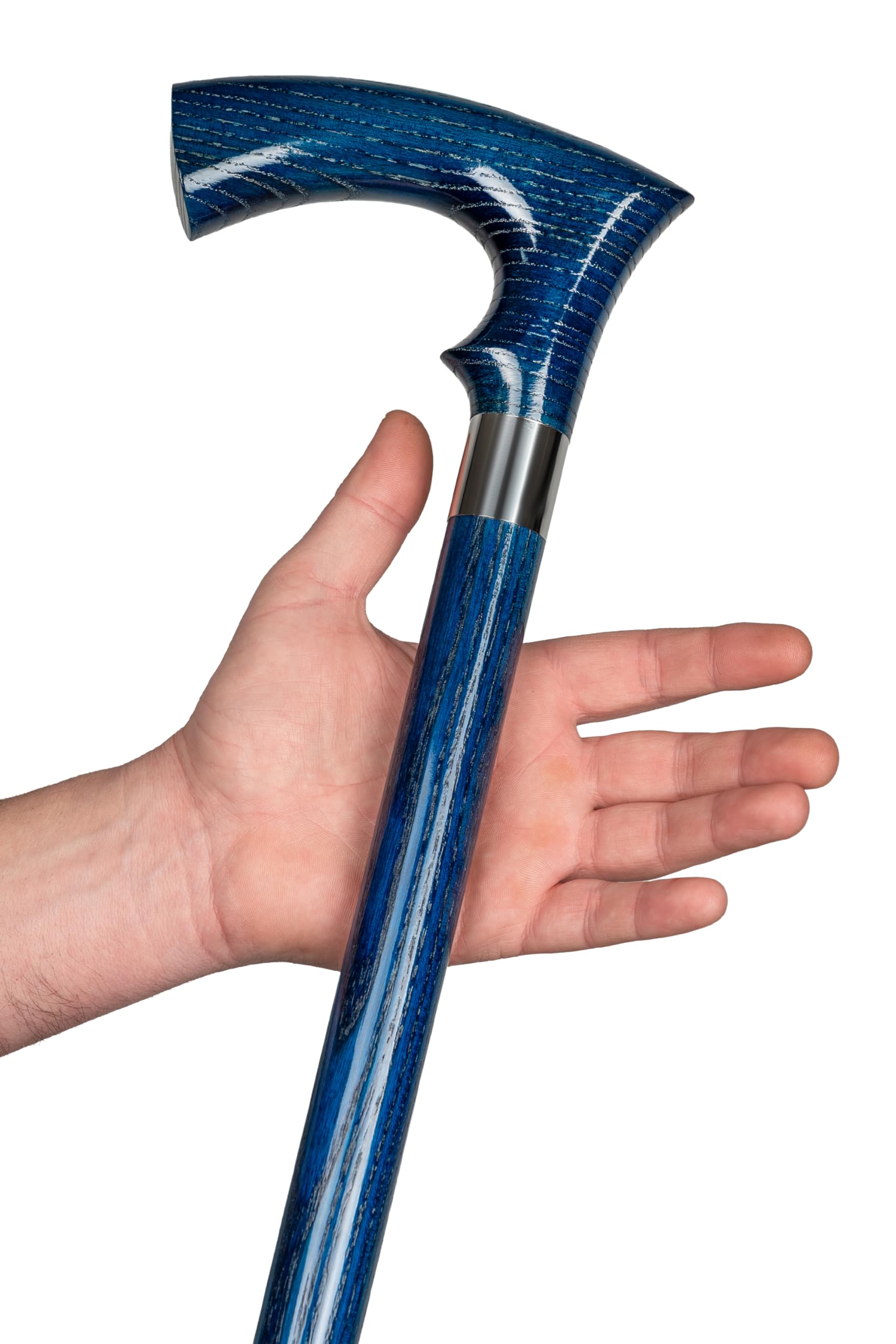Dr. Watson Classic Duke Walking Stick – Handcrafted Ash Wood Cane with Polished Stainless Steel Collar