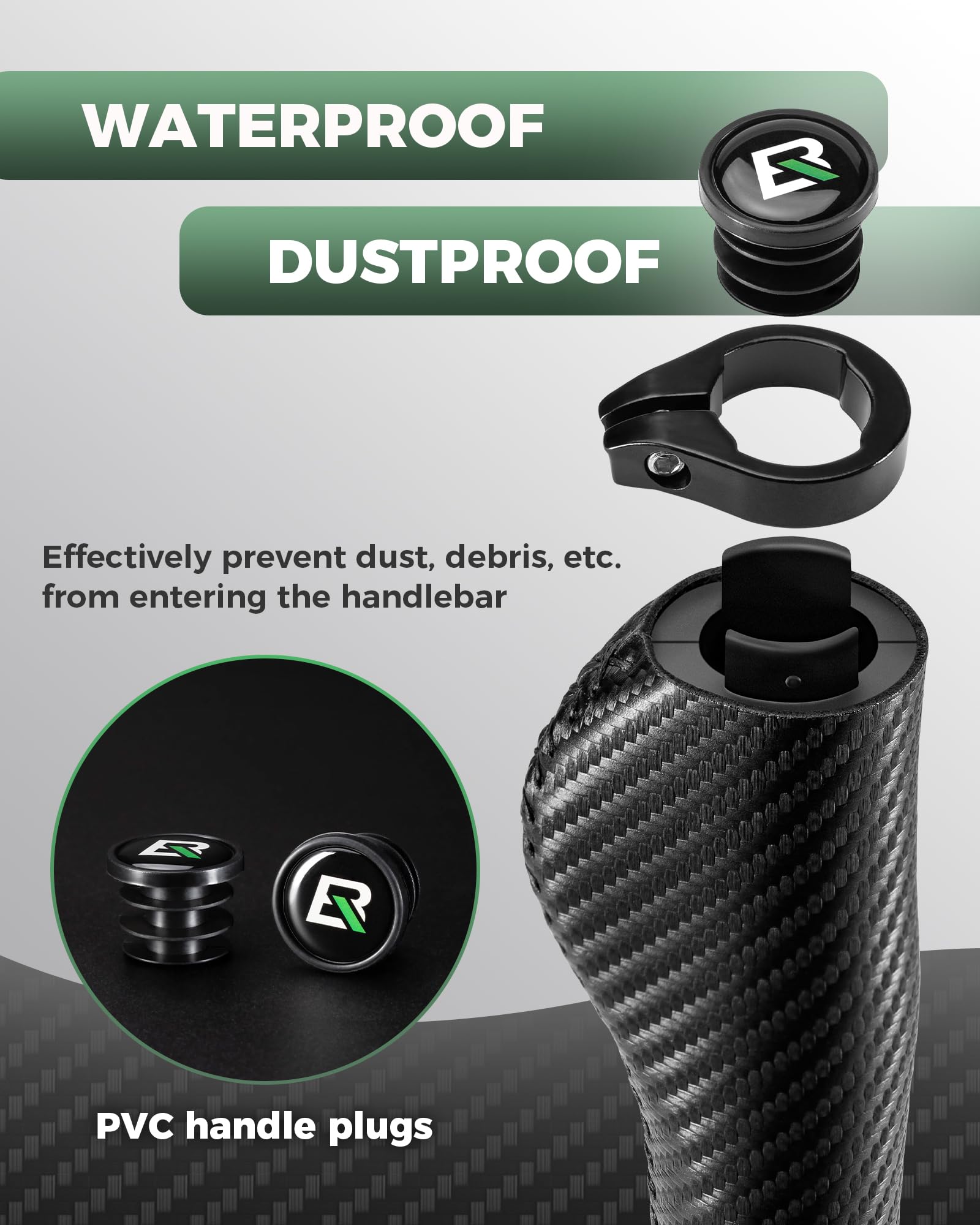 ROCKBROS Ergonomiczne chwyty rowerowe, chwyty kierownicy ze skóry PU, antypoślizgowe, chwyty rowerowe z aluminiowym zamkiem, chwyty kierownicy rowerowej 22,2 mm do MTB, gravel