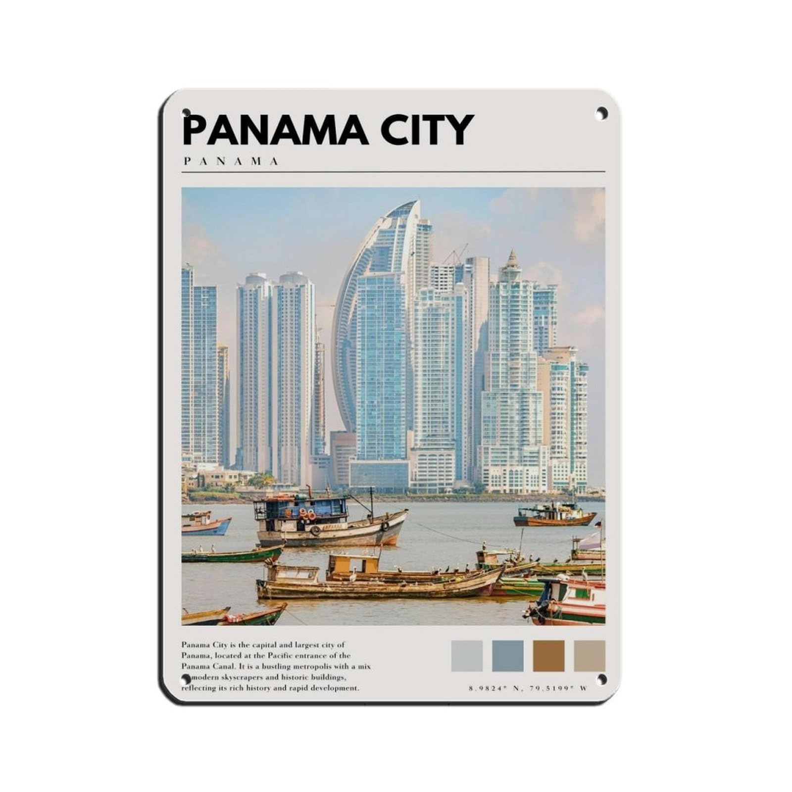 Panama Art Panama Photography Poster Retro Poster Metal Tin Sign Chic Art Retro Iron Painting Bar People Cave Cafe Family Garage Poster Wall Decoration 12x16inch(30x40cm)
