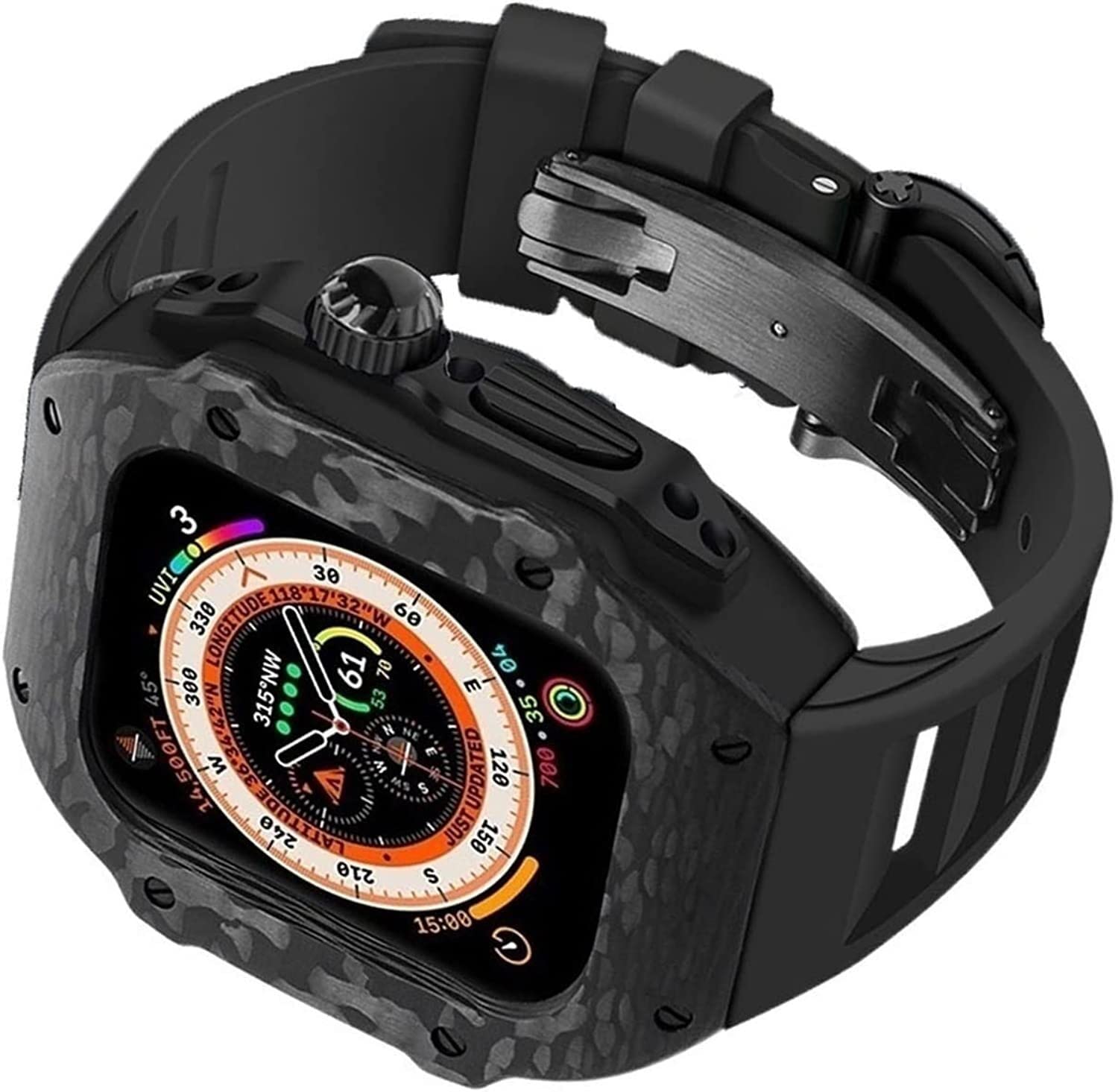 Boîtier de montre protégeant Apple Watch 49mm en carbone contre les chocs - 8