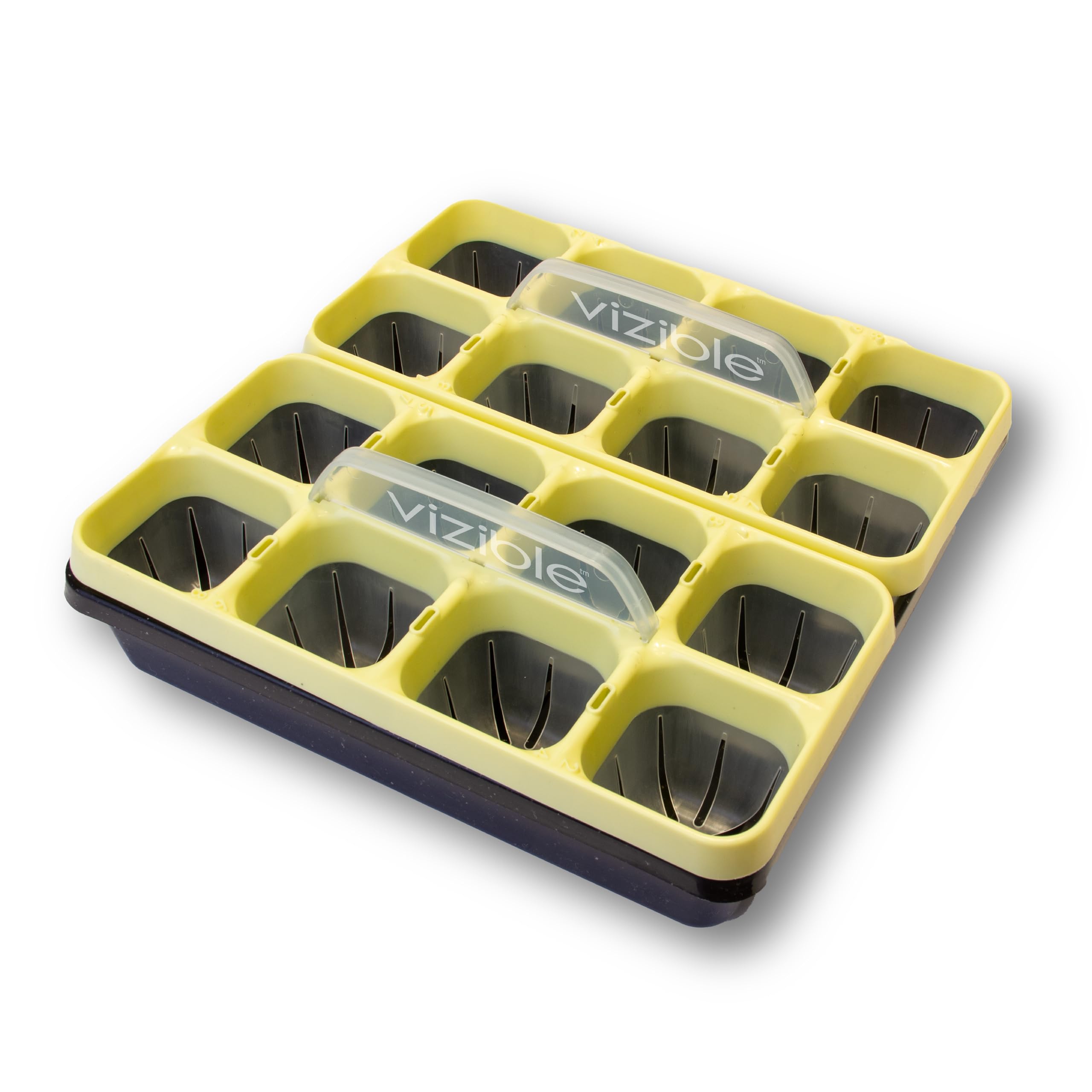Vizible 16-Cell Seed Starting Tray Caddy | Reuseable Clear Cell Design | Perfect for Vegetables Including Tomatoes and Peppers, Flowers and Herbs (Cosmos Yellow)