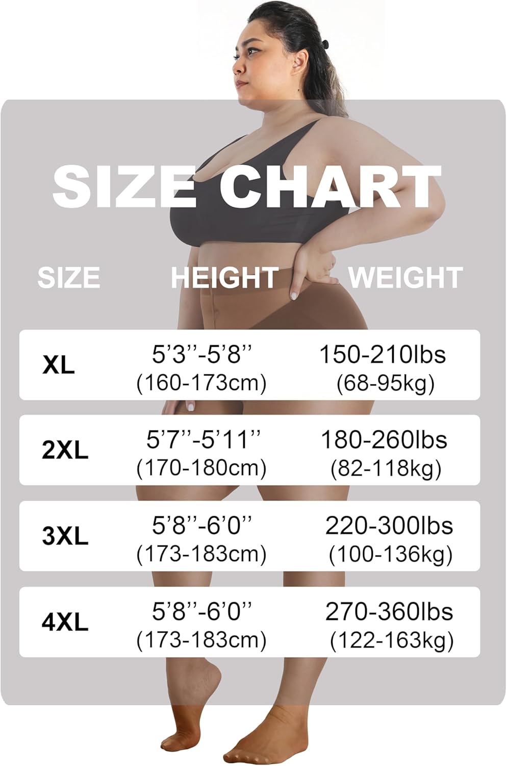 HeyUU Plus Size Sheer Tights for Women, Ultra Thin Pantyhose Reinforced Toes High Waist Stockings XL-4XL - Image 5