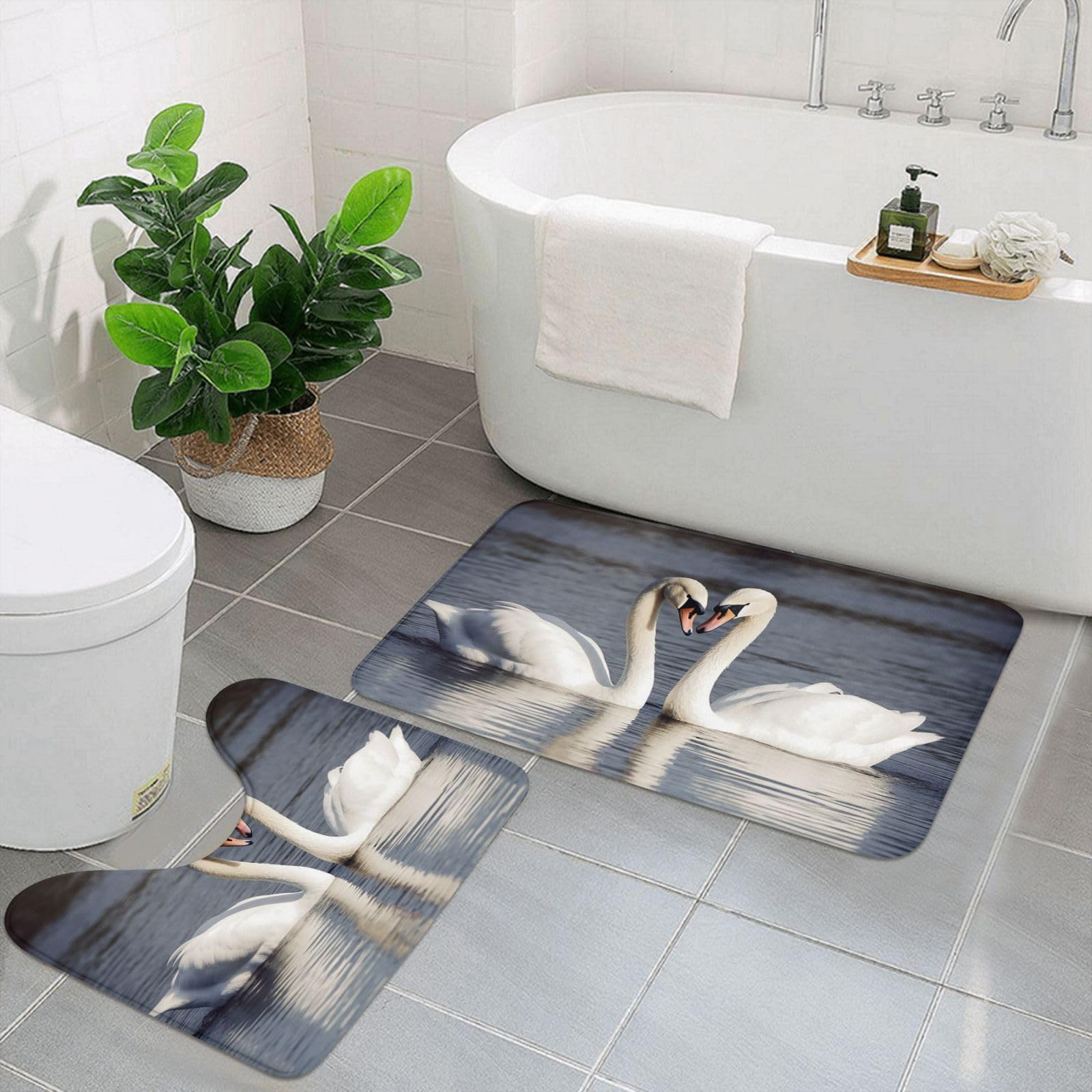 Tapis de bain romantiques noirs en microfibre douce lot de 2