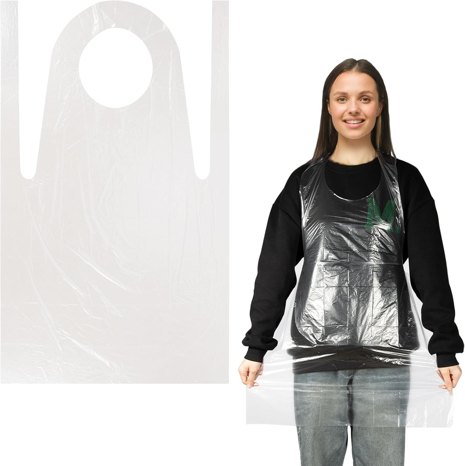 MAQIHAN 50 Plastic Disposable Aprons Adults 3ft/95cm