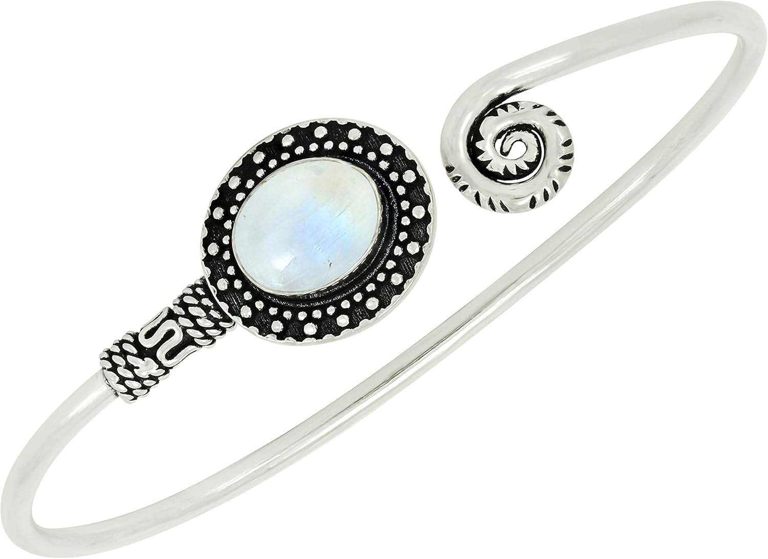 Natural Gemstones 925 Silver Plated Cuff Bracelets for Women - Oval Shape Stone Birthstone Handmade Adjustable Open Bangle Jewelry - Gifts for Wedding Anniversary Valentine's Day Christmas