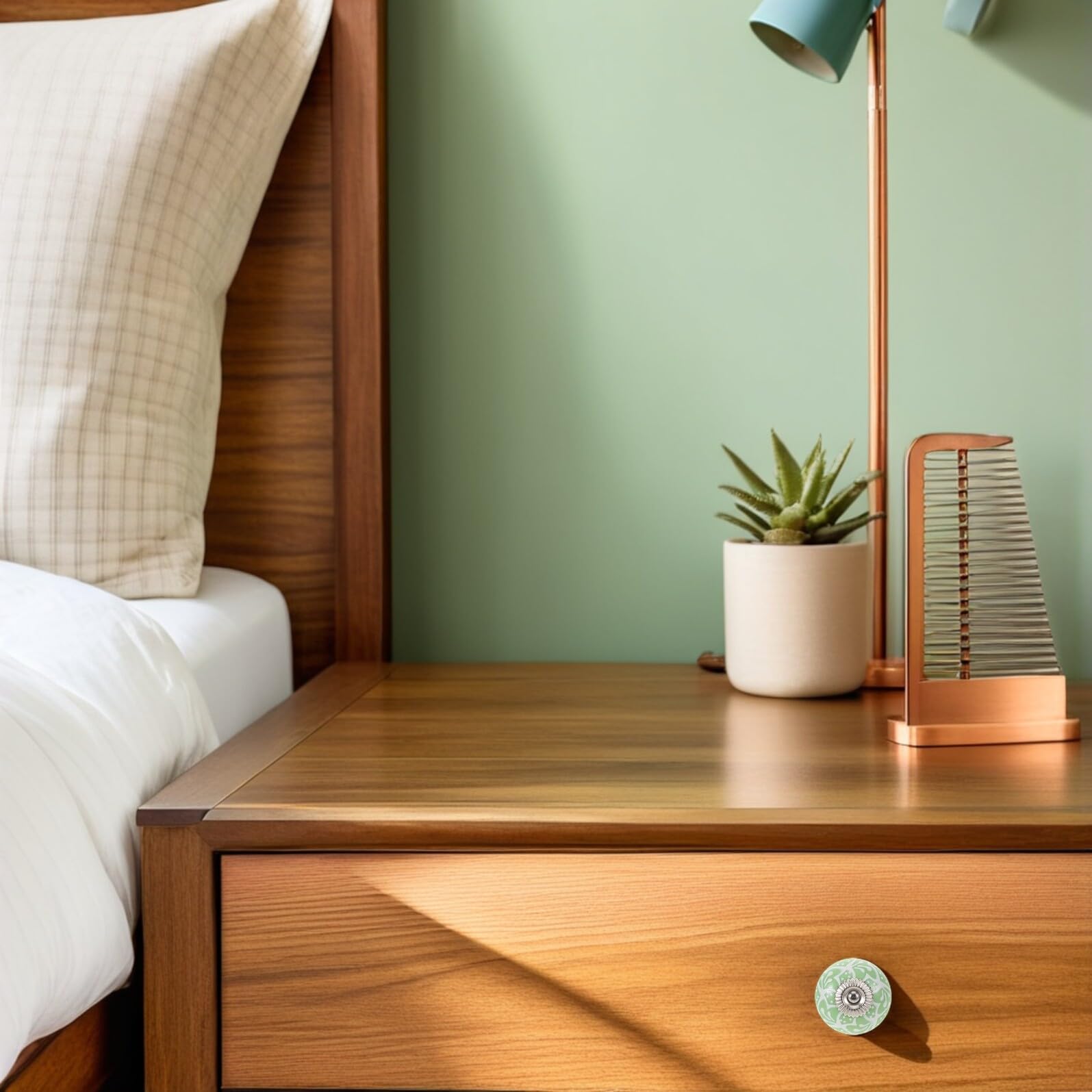 Gadpiparty 10 Manopole per Mobili in Ceramica Verde Rotonde da 1,6" con Viti, Pomelli per Cassetti e Armadi, Maniglie per Cucina e Camera da Letto, Installazione Rapida, Design Decorativo