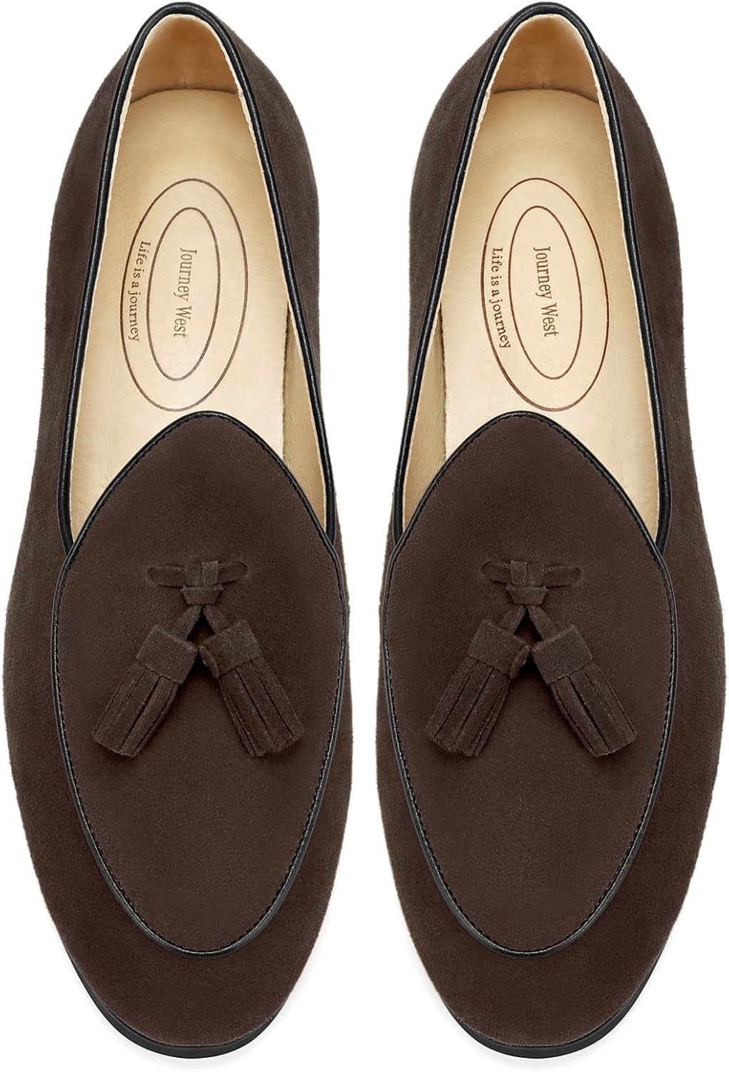 Journey West Men's Suede Leather Belgian Loafers for Men Slip-on Casual Penny Casual Loafers