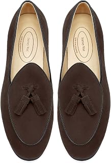 Journey West Men's Suede Leather Belgian Loafers for Men Slip-on Casual Penny Casual Loafers
