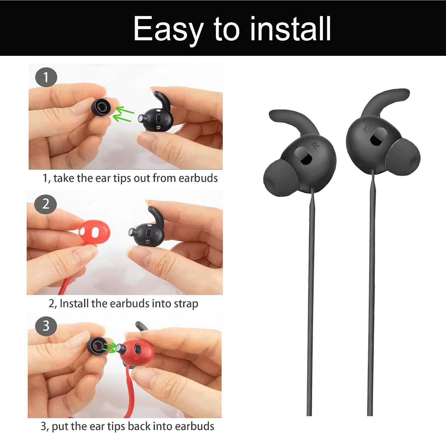 Strap Compatible with Beats Solo Buds, Sports Strap for Solo Earbuds Lanyard Silicone, Anti Lost Straps Accessories, Anti-Lost Neck Rope Cord Soft, Running Holder Connector, (Black) image 5