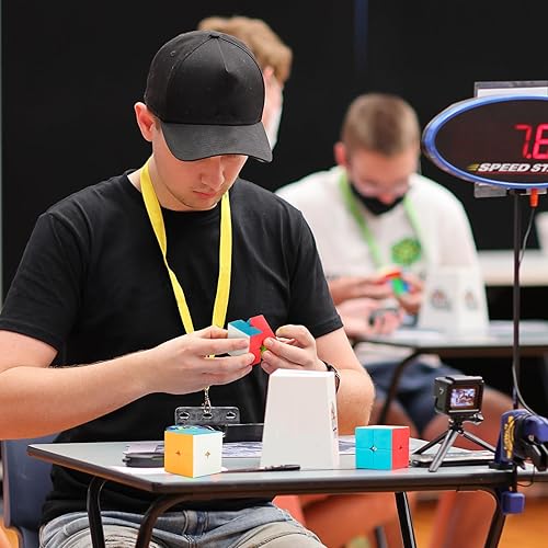 Miniatura 17 de Cubo magnético de velocidad 3 x 3 sin calcomanías, cubo de competencia profesional con 24 imanes fuertes, corte de esquina de 55°/35°, suave