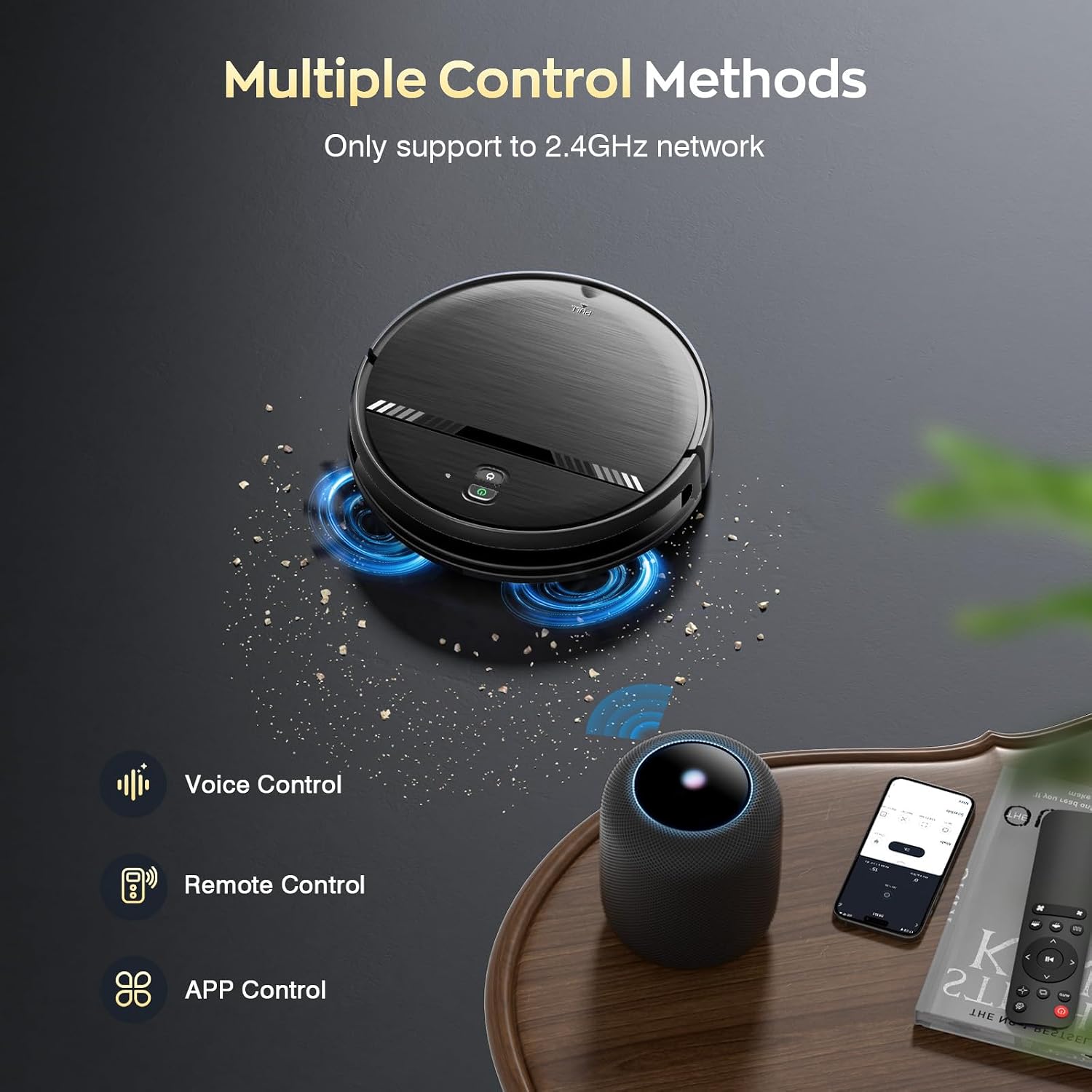 Robot Vacuum and Mop Combo, 2300Pa Strong Suction, 2-in-1 Dust Box and Water Tank, Works with Alexa/Google Assistant, Long Runtime, Schedule, Quiet, Ideal for Hard Floors, Low-Pile Carpets and Pets image 3