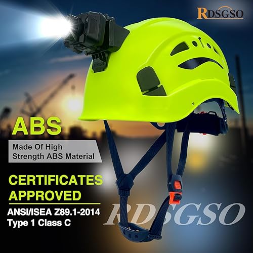 Miniatura 3 de Casco de seguridad industrial con luz RGS-8C rejillas de ventilación ajustables, transpirables, ligeros, cascos con faros delanteros para
