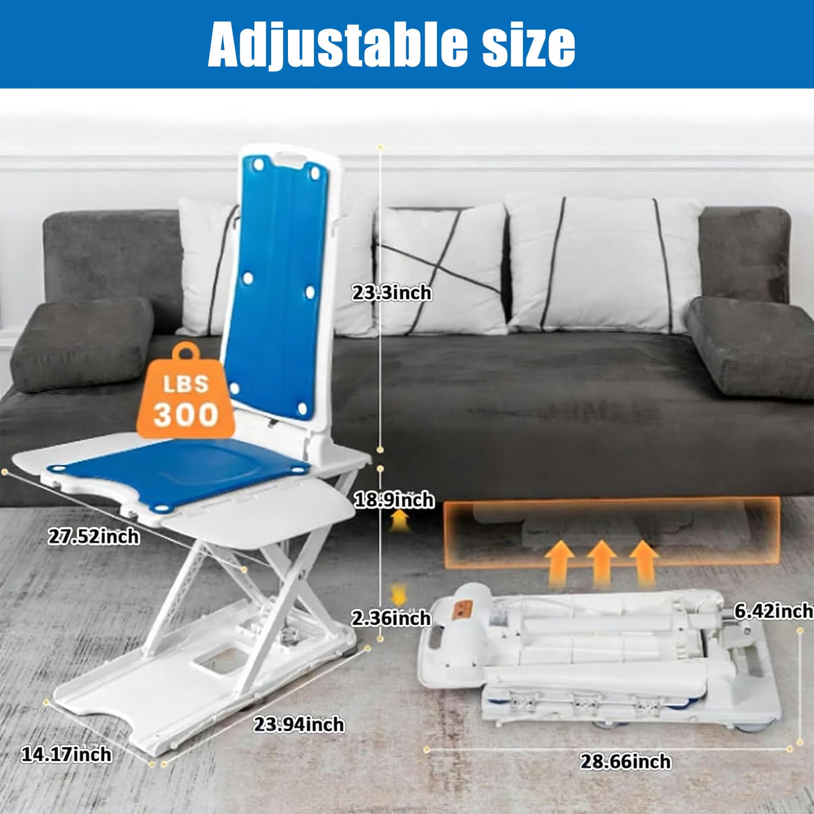 Sillas para Levantarse Eléctrica con Asistencia, Uso Multifuncional, Ayuda para Levantarse del Suelo, Altura Ajustable hasta 48 Cm, Ideal para Personas Mayores, Soporta hasta 136 Kg