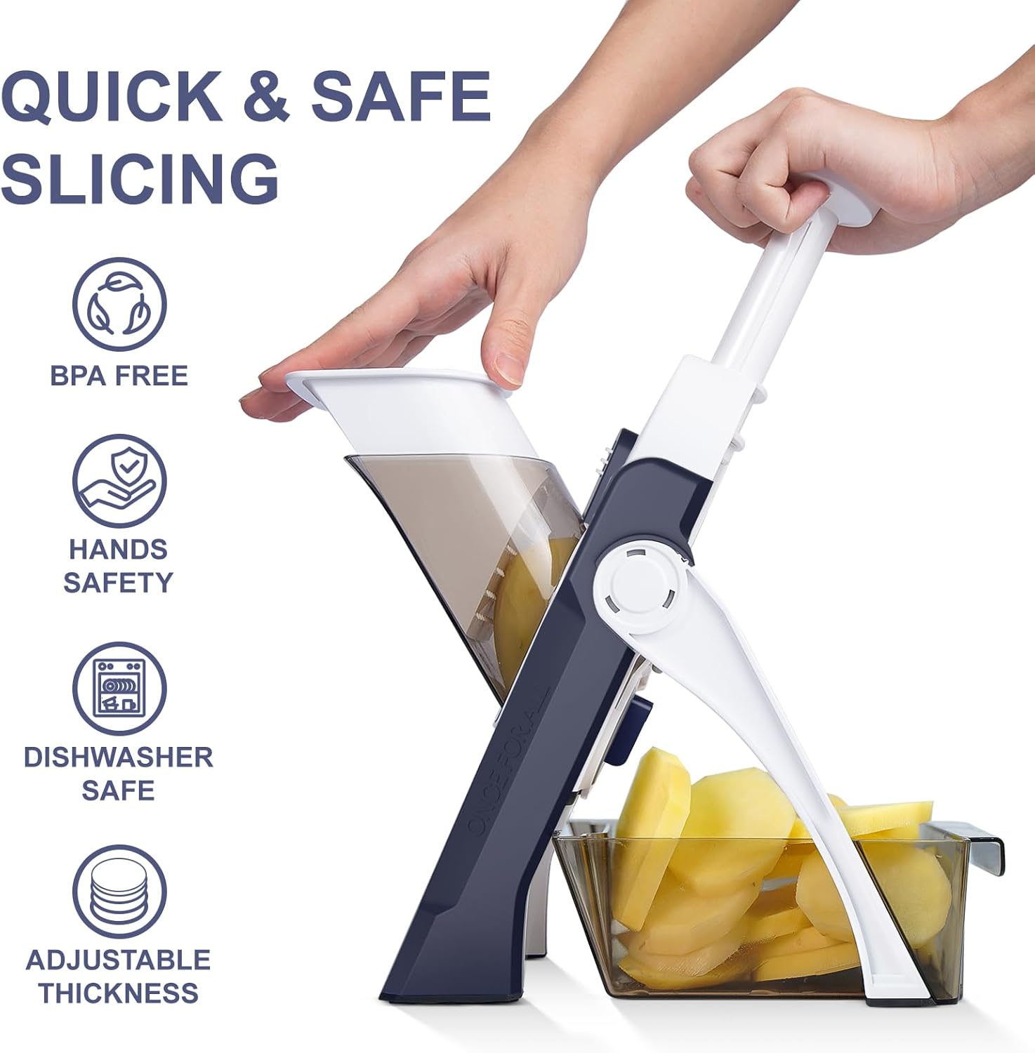 Safe Mandoline Slicer for Kitchen, Vegetable & Food Cutter & Thickness Adjustable 0.1-8 mm. Easy to Clean, Storage, Kitchen Faster Slice Artifact (Only Slice, Blue)