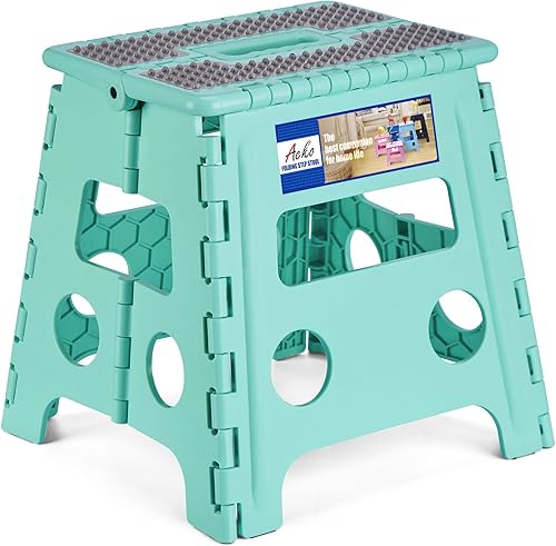 Miniatura 76 de Acko. Taburete plegable de 13 pulgadas de alto, resistente, para niños y adultos, cocina, jardín, baño, taburete con escalón. Blanco,Negro