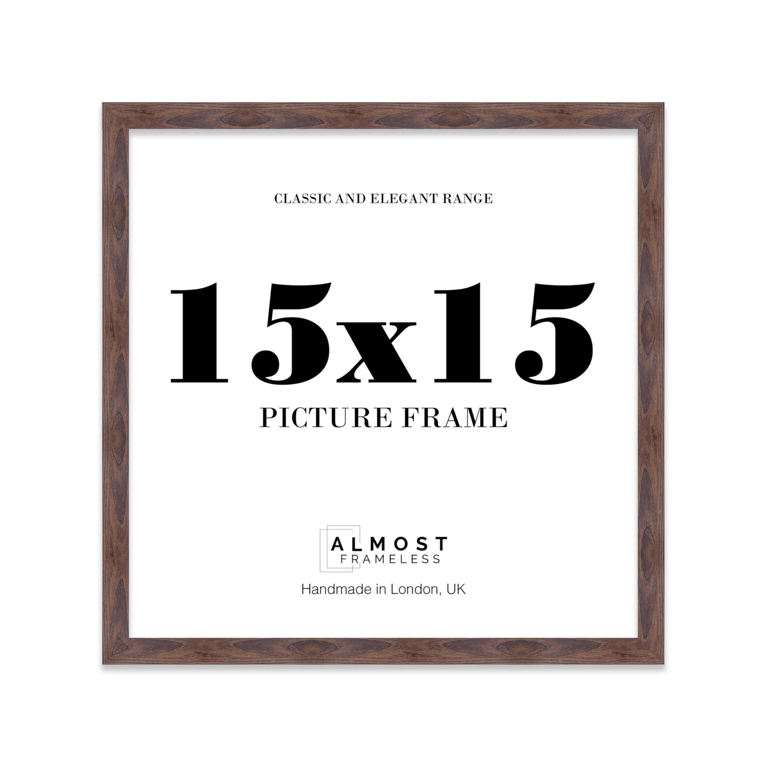 15x15 Walnut Picture Frame for Square Photos, Posters, Prints & Artwork, (45.7 x 45.7cm) Wall Display Slim Edge Photo Frame for Home, Office, Gallery Wall, 1 Pack — image 1