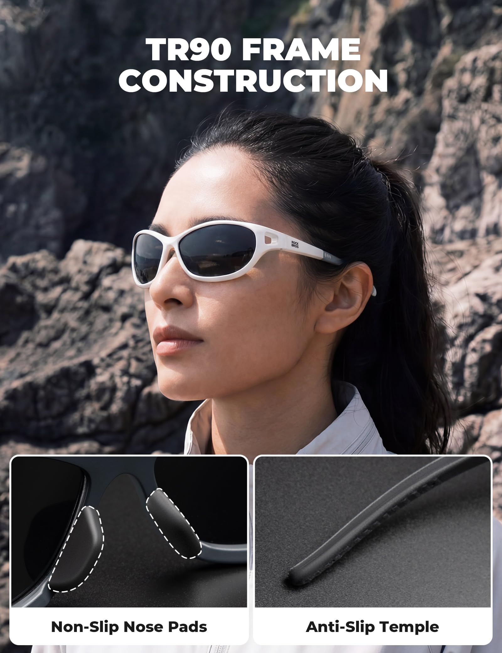 ROCKBROS Okulary rowerowe męskie, polaryzacyjne, szybkie okulary, 21 g, ultralekkie okulary sportowe TAC, ochrona UV400, okulary przeciwsłoneczne TR90, okulary do biegania na rowerze wyścigowym