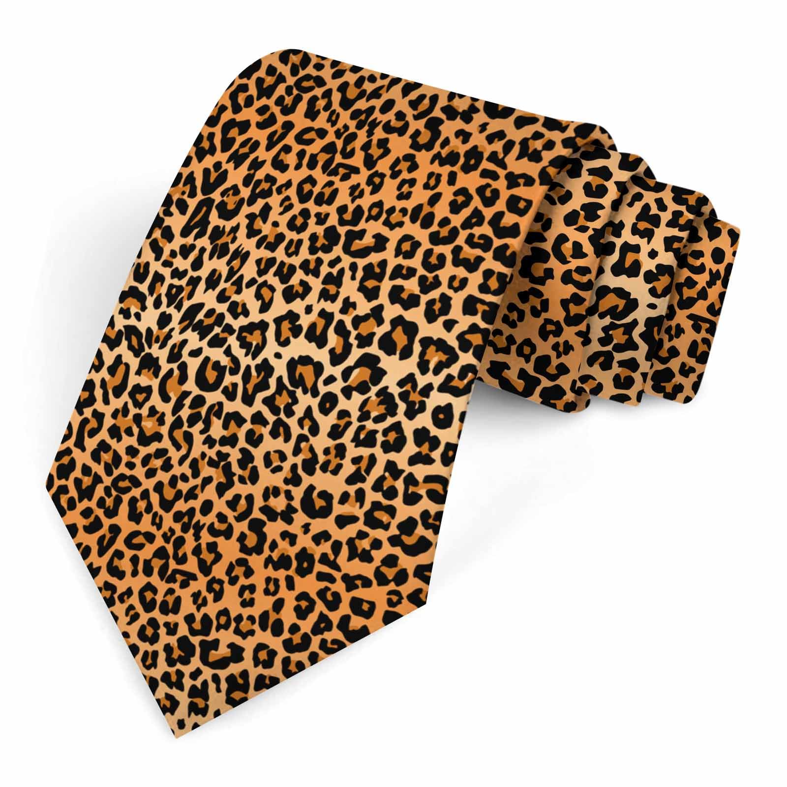 Muntayson Leopard Tie for Men Novelty Fun Full Print Men's Necktie Skinny Fashion Narrow