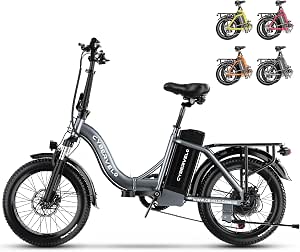 Cybervelo 750W Folding Electric Bike, 48V 20.8AH Removable Battery, 20MPH, 80 Miles Max Range, 20" Fat Tire, Foldable eBike for Adults