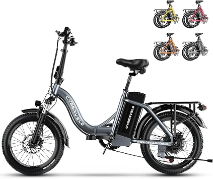 Cybervelo 750W Folding Electric Bike,48V 20AH Removable Battery EBike,20MPH,80 Miles Max Range Electric Bike for Adults, 20 Fat TireFoldable ebike, Adult Electric Bicycles