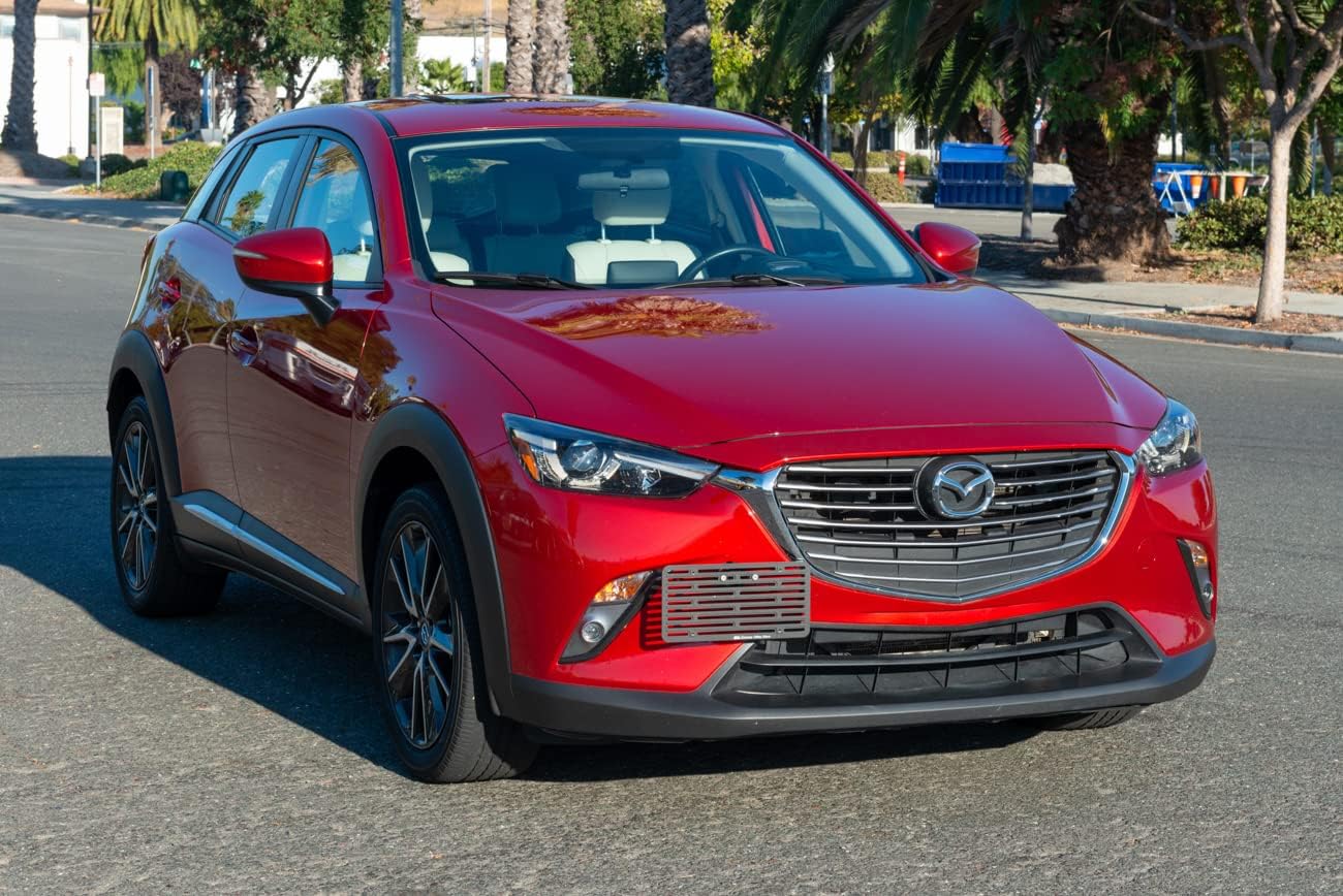 Extreme Online Store Replacement for 2016-Present Mazda CX-3 | EOS Plate Version 2 Front Bumper Tow Hook License Plate Relocator Mount Bracket Tow-529-V2 (Full Size)