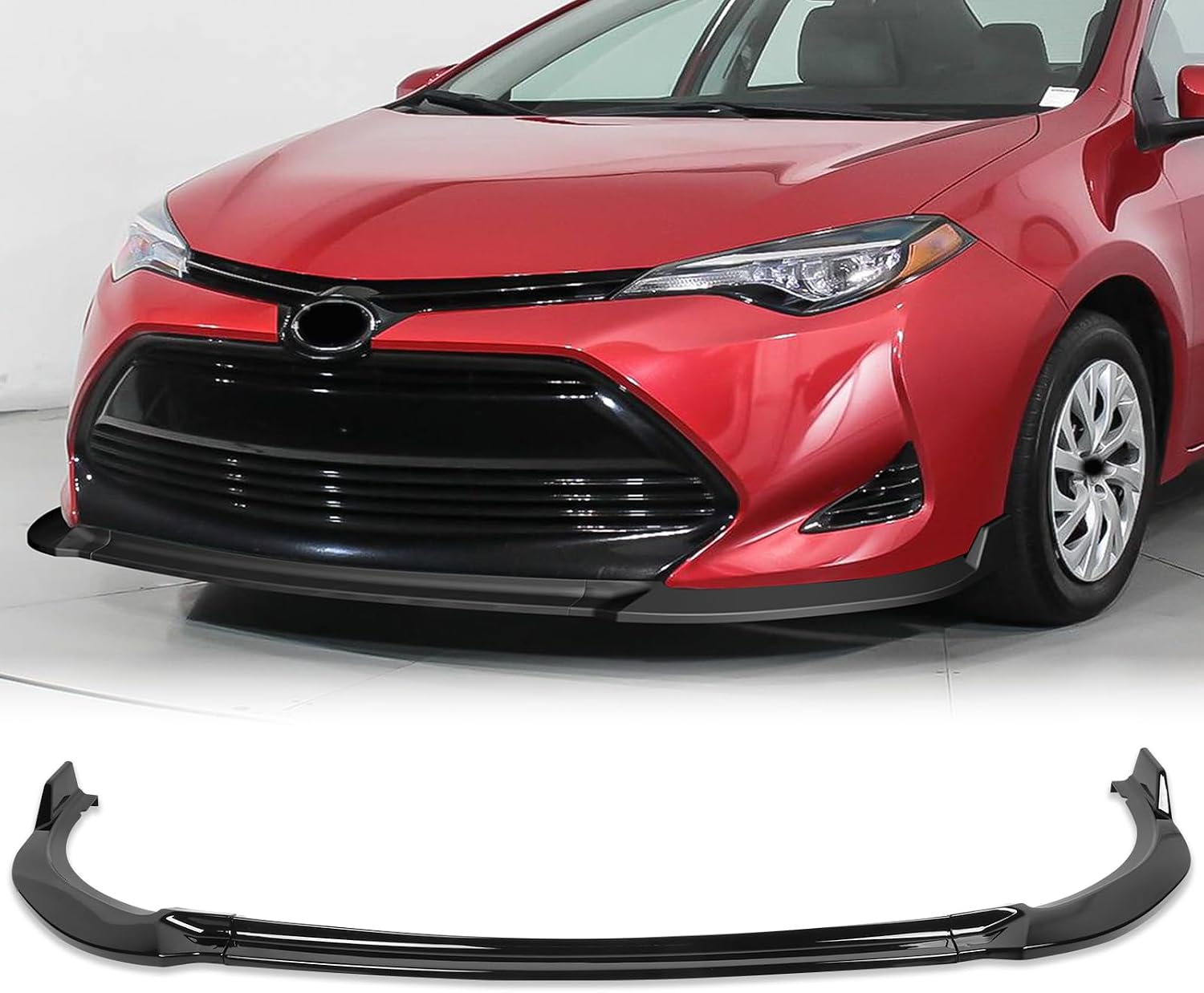 Front Bumper Lip fit for Toyota Corolla Sedan CE/L/LE Eco/LE/XLE 2017-2019,for Toyota Corolla Sedan C 2017 3-Piece Front Lip Aerodynamic Body Kit Glossy Black