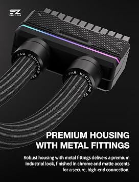 EZDIY-FAB UNIFAS ARGB 24Pin PC PSU Extension Cable,16AWG ATX 24Pin Power Extension,Unified Dual-Tube Design for Clean PC Cable Management,Black
