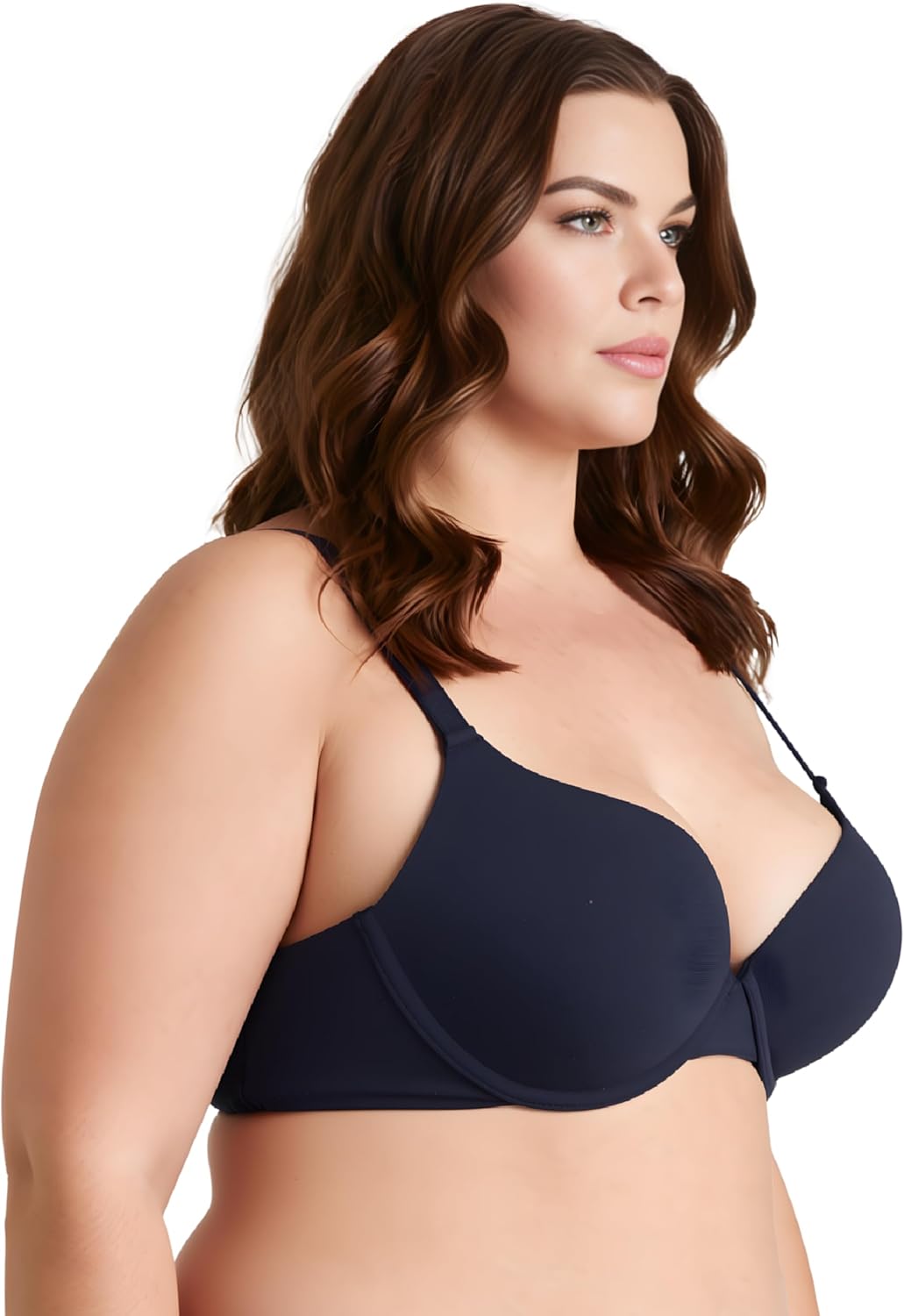 Curve Muse Women's Light Lift Add 1 Cup Push Up Underwire Convertible Tshirt Bra - Image 3
