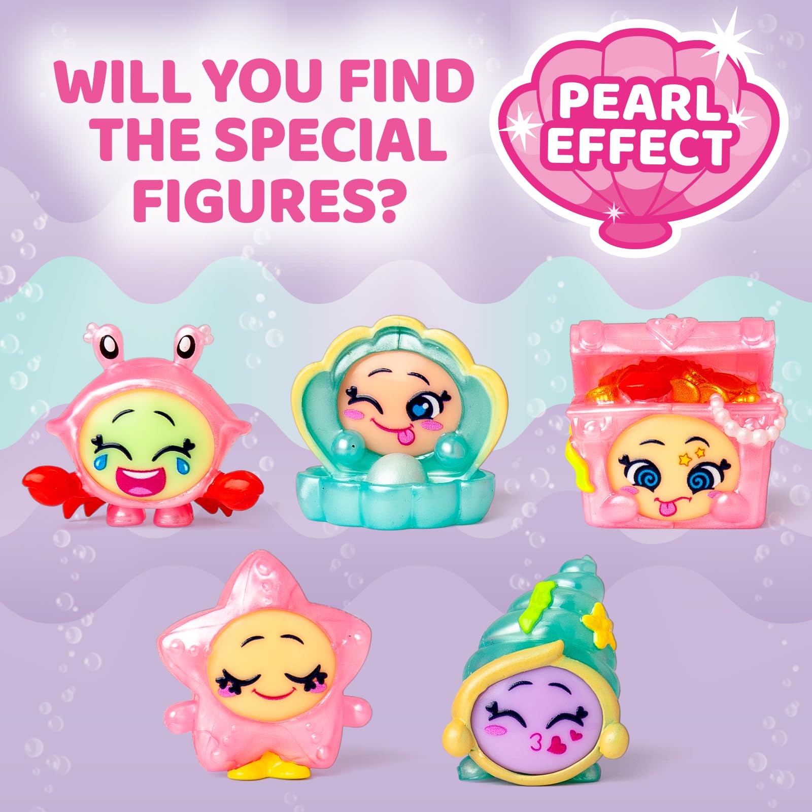 MOJI POPS Pearl Series - One Pack. Pudełko z 24 kopertami niespodzianek z figurkami kolekcjonerskimi z dwustronnymi buźkami. Każda koperta zawiera 1 niespodziankę Mojipop i 1 listę kontrolną