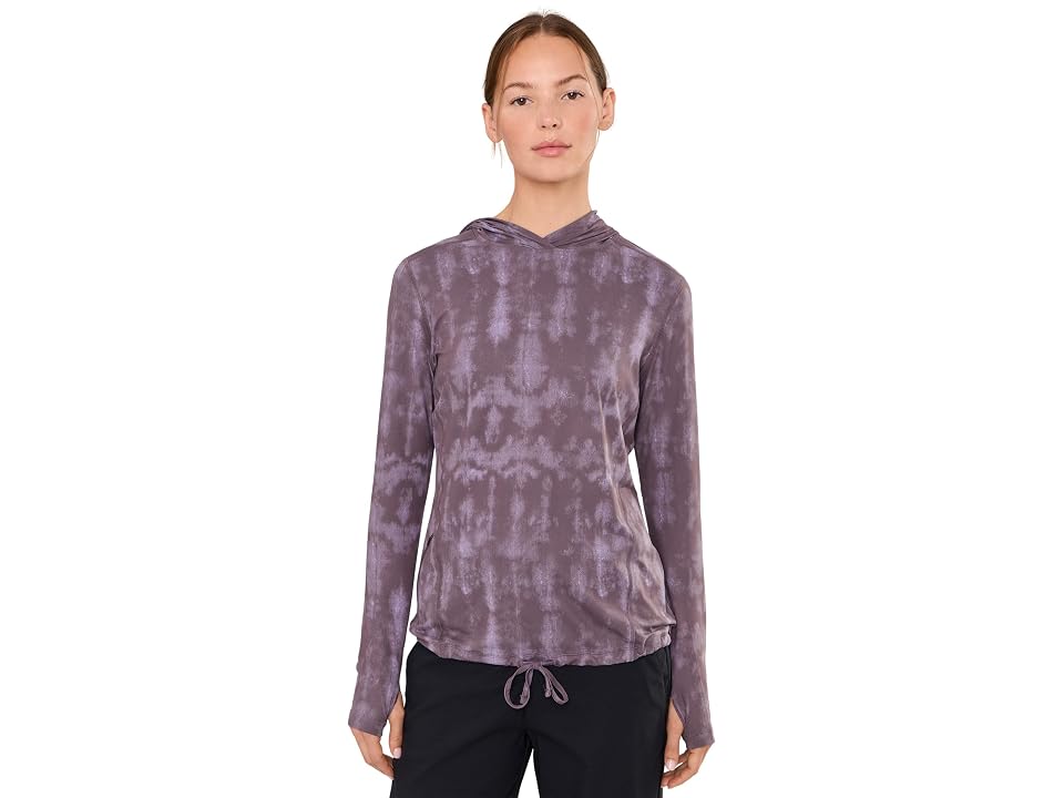 Mountain Hardwear Crater Laketm Long Sleeve Hoody Women's Sweatshirt Purple Sage Shadowdye Xs Print: Sm, Jersey/polyes In Pink