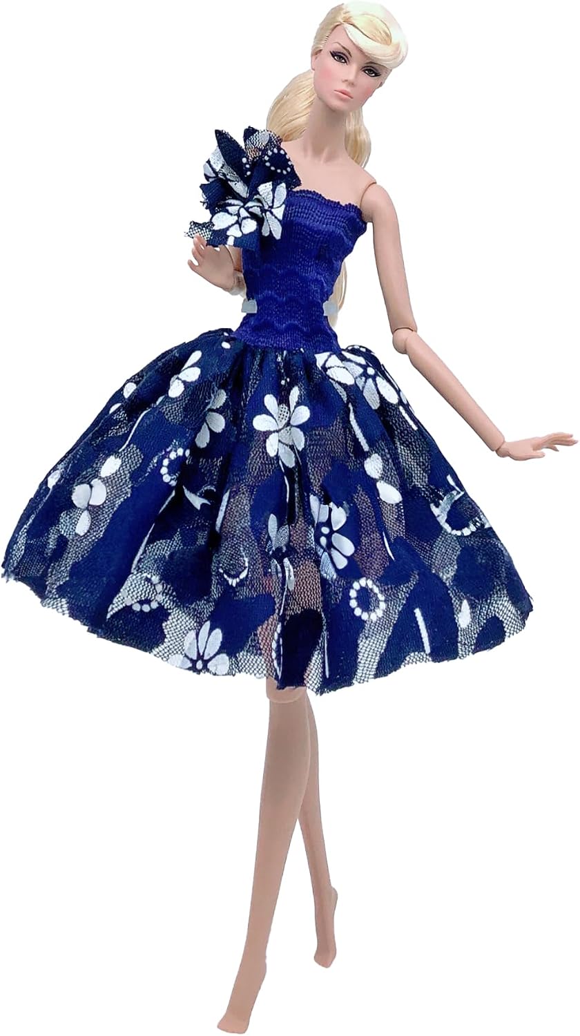 Peregrine Blue Tulle Tutu Dress - Blue Bridesmaid Wedding Dress Gown for 11.5 Inch Dolls