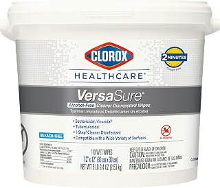 Clorox Healthcare VersaSure Cleaner Disinfectant Wipes, 12" x 12", 110 Count Bucket (Package May Vary)